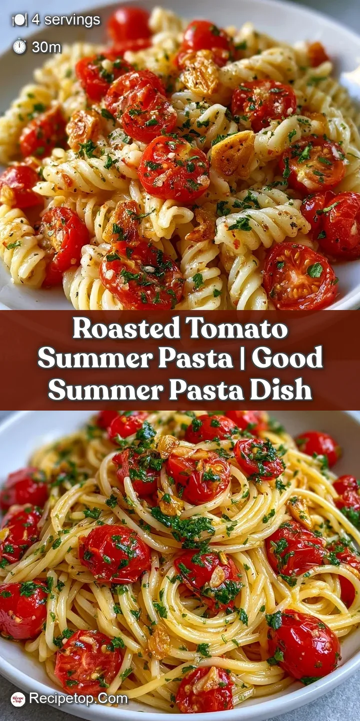 Close-up of glistening pasta coated in a rich tomato glaze with charred skin and vibrant green herb accents.