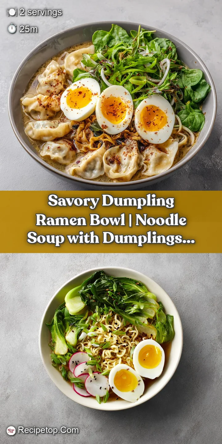 Close-up of a steaming ramen bowl, showcasing the glossy broth and juicy dumplings.