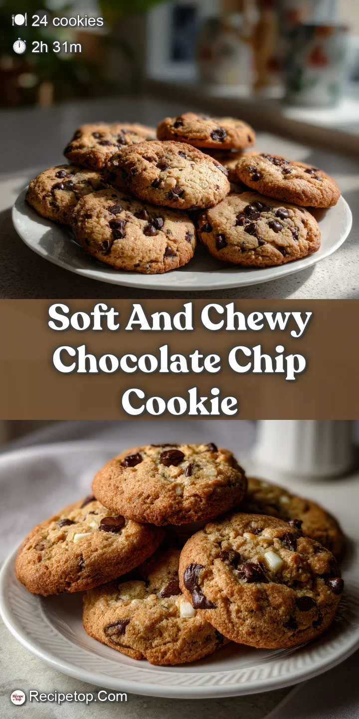 Close-up of a warm, gooey chocolate chip cookie revealing melted chocolate pools and a slightly crisp edge. Soft and chewy...