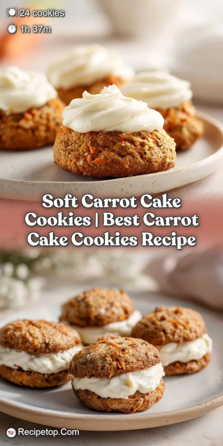 Close-up of a moist carrot cookie, revealing visible flecks of spice and a luscious dollop of smooth cream cheese frosting.