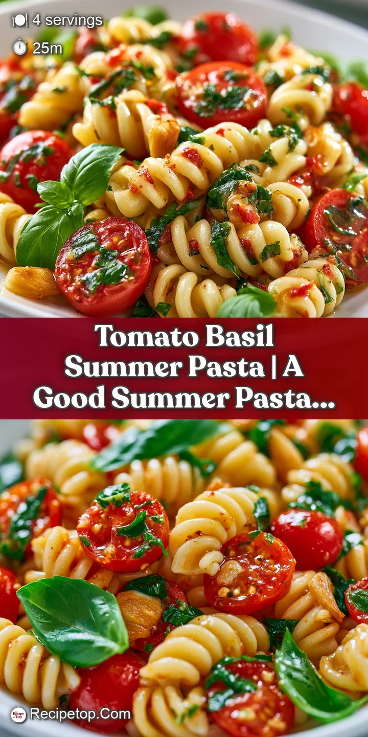 Macro shot of juicy, burst cherry tomatoes and aromatic basil leaves clinging to glistening, golden-hued pasta strands.