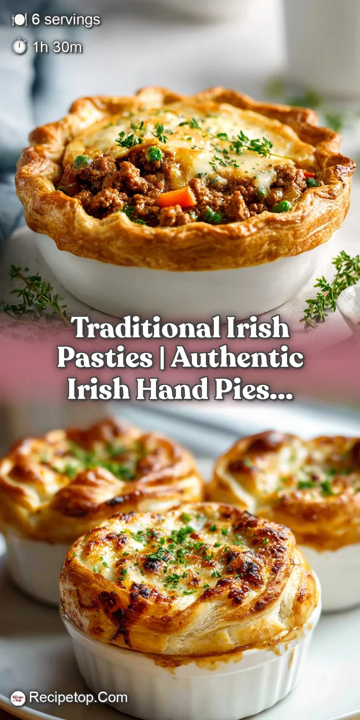 Close-up of a flaky, golden-brown pastry crust with visible steam rising from its hearty, textured interior.