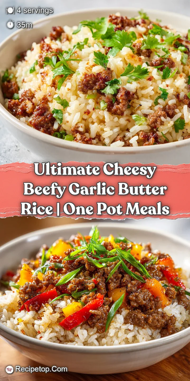 Close-up of a fork lifting cheesy, beef-laden rice, showcasing its gooey texture and rich, savory appeal.