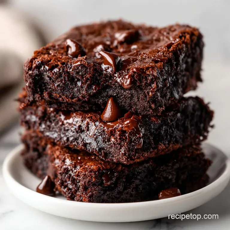 A neat square of dense cocoa cake topped with a dollop of whipped cream and a mint leaf on a dark slate plate.