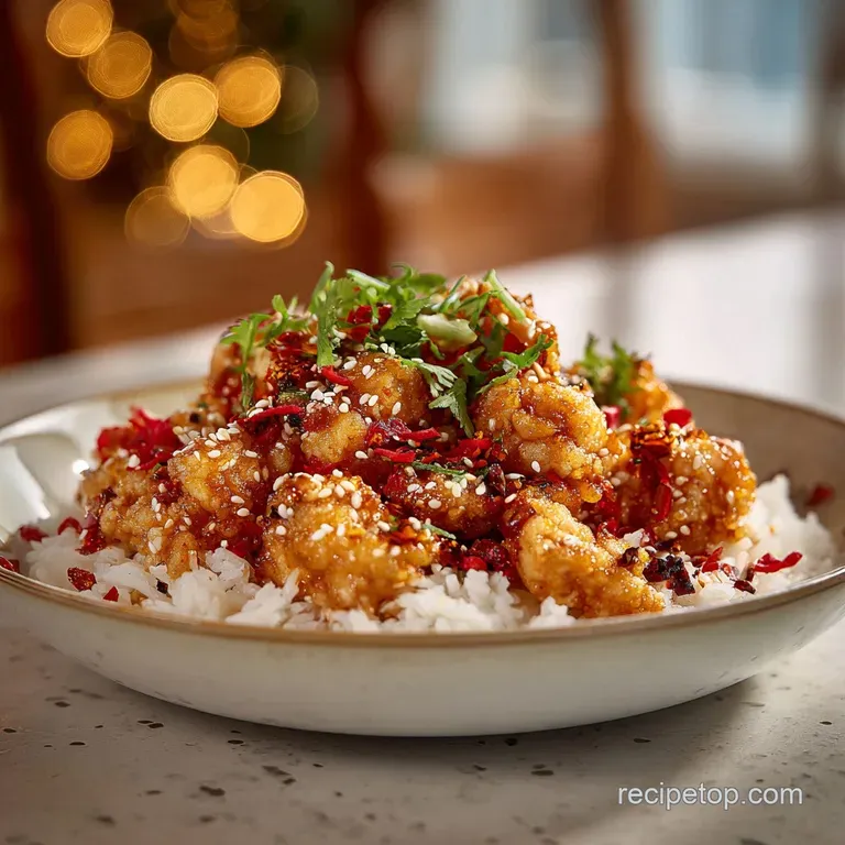 A colorful bowl overflowing with tender chicken pieces, bright red bell peppers, and fresh cilantro, artfully arranged.