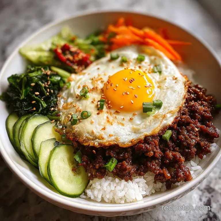 Elevated view of a rice bowl featuring tender beef slices, colorful toppings, and steam rising, promising warmth and delic...