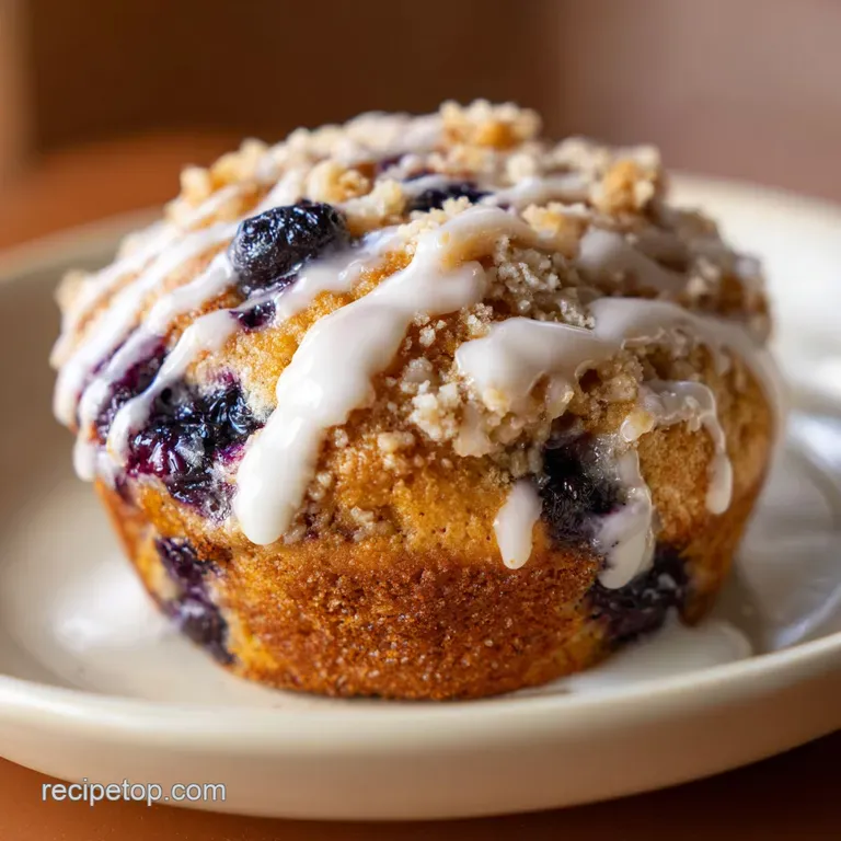 A rustic ceramic plate showcases several muffin cookies, their golden domes dusted with sweet streusel.