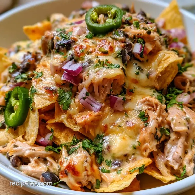 A colorful platter of cheesy chips topped with fresh cilantro and a side of creamy guacamole and sour cream.