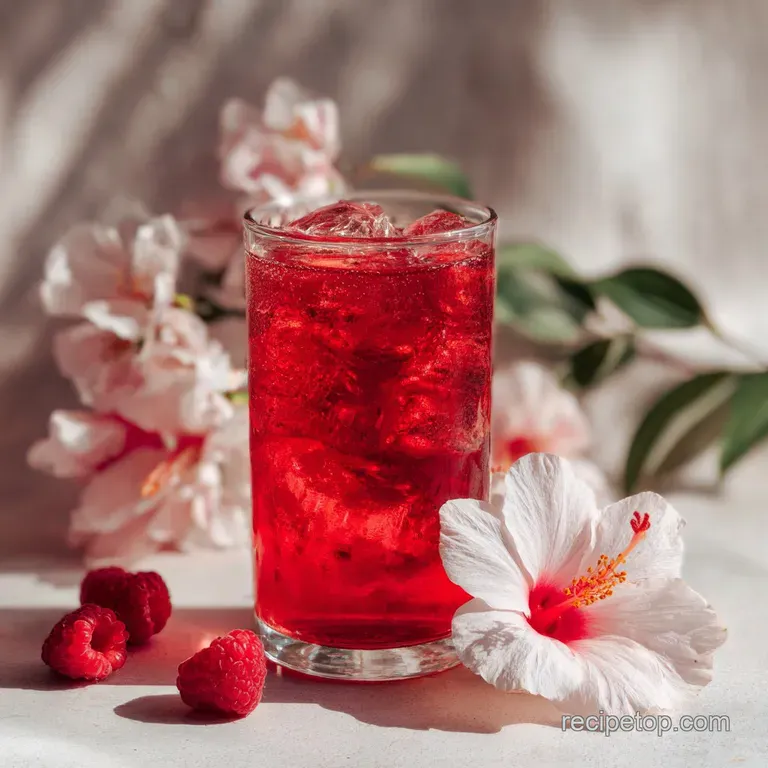 Elegant coupe glass filled with a blush-colored drink, adorned with delicate raspberry garnish. A sugared rim adds a touch...