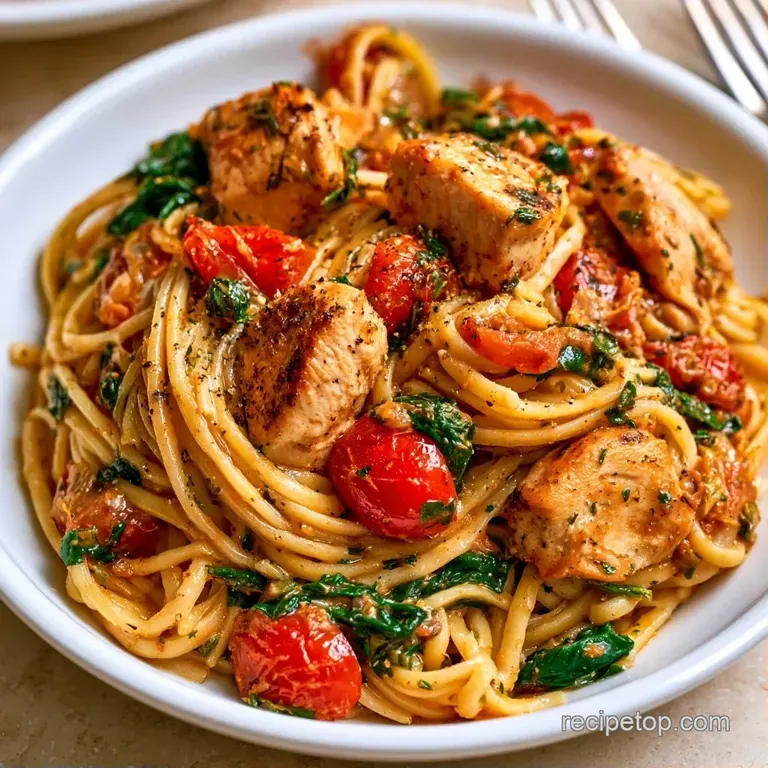 A shallow white bowl of creamy tomato pasta topped with fresh parsley and a dusting of snow-white parmesan cheese.