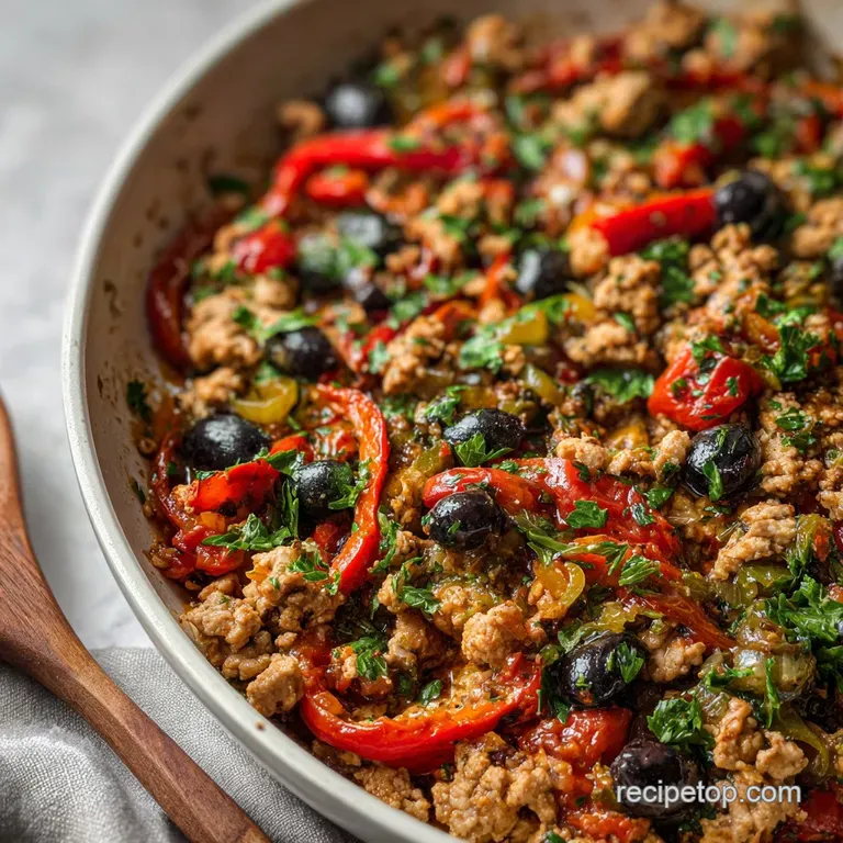 Mediterranean Ground Chicken Skillet Recipe