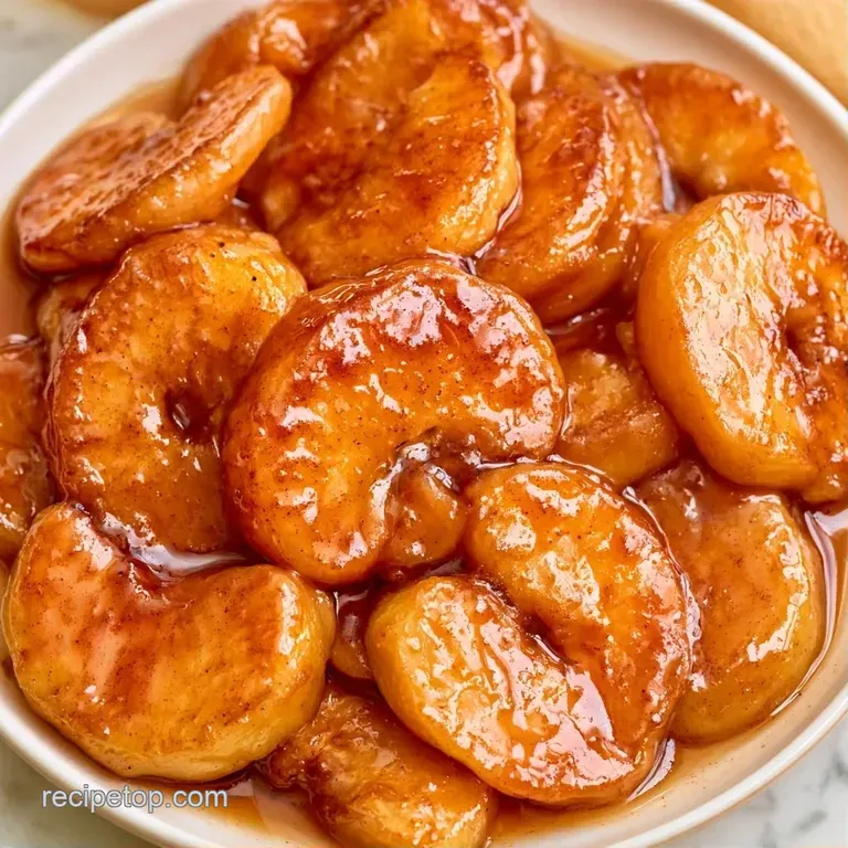 Soft, caramelized apple slices topped with a melting scoop of vanilla bean ice cream on a sleek white plate.