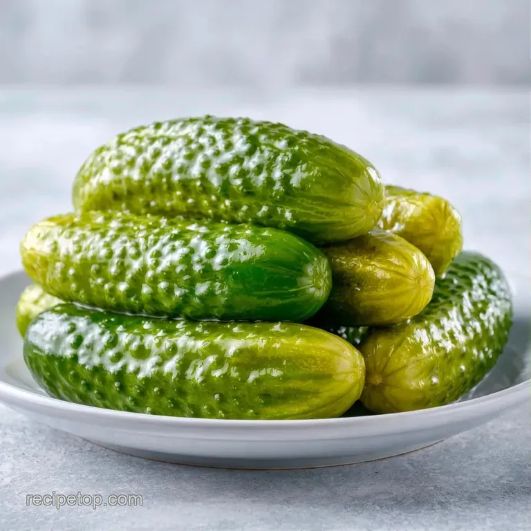 Vibrant green pickle spears stacked artfully on a slate platter with sprigs of fresh dill and scattered peppercorns.