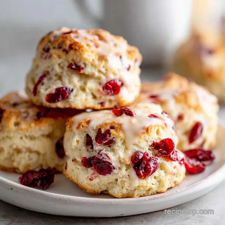 Warm, inviting scone on a delicate plate, adorned with a smear of tart orange marmalade, hints of sweet cranberry.