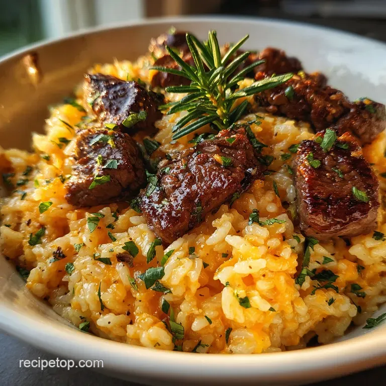 Creamy Garlic Butter Beef and Cheddar