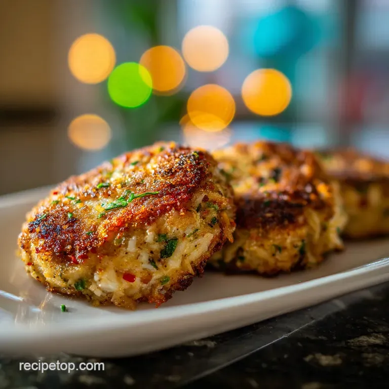 A single crab cake, perfectly seared, rests on a white plate with a dollop of aioli and microgreens.