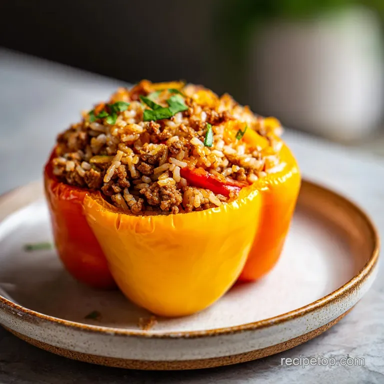 Easy Stuffed Bell Pepper Recipe Variation with Ground Beef