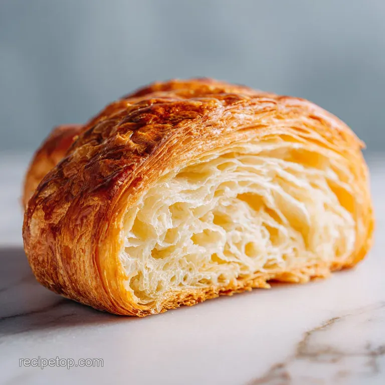 Slices of buttery croissant loaf artfully arranged on a plate; steam rises, suggesting a warm and inviting treat.