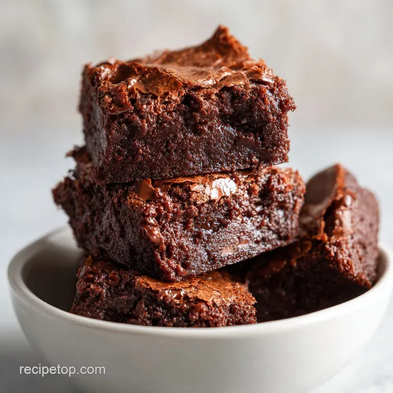 A single fudgy brownie square artfully placed on a white plate, with a dusting of cocoa.