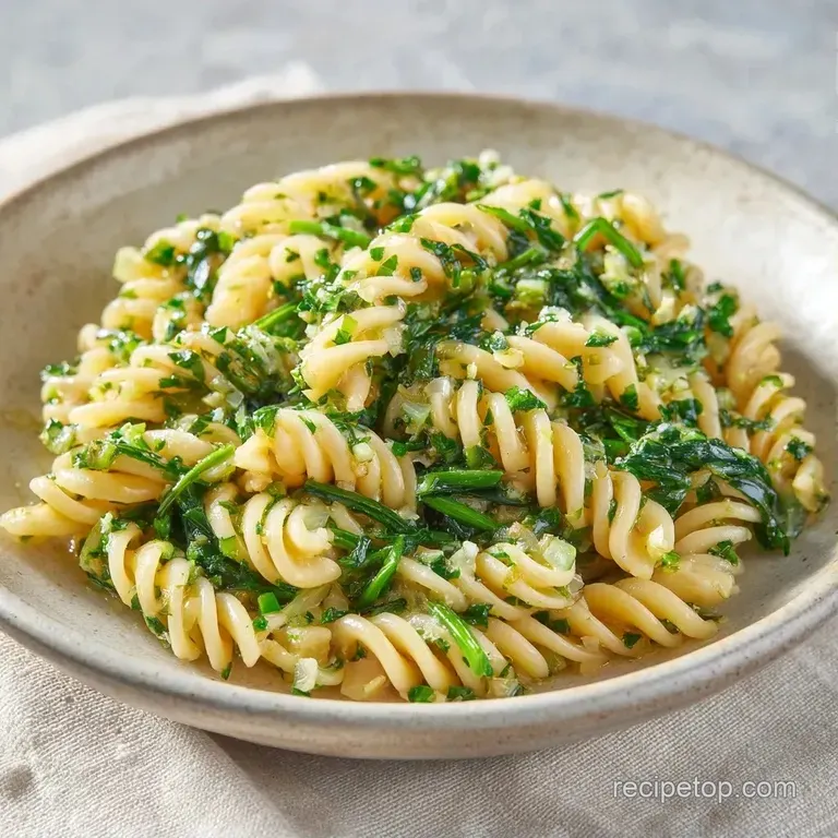 Chilled pasta salad in a white ceramic bowl, topped with fresh basil and sliced olives on a light linen cloth.