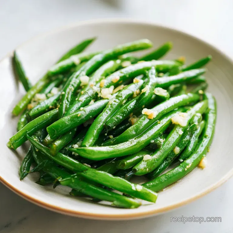 A delicate mound of tender-crisp green beans, artfully arranged with a sprinkle of toasted almonds and a lemon wedge.