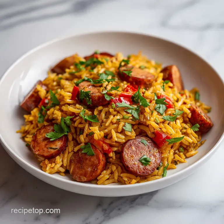 Garlic Sausage and Rice Skillet
