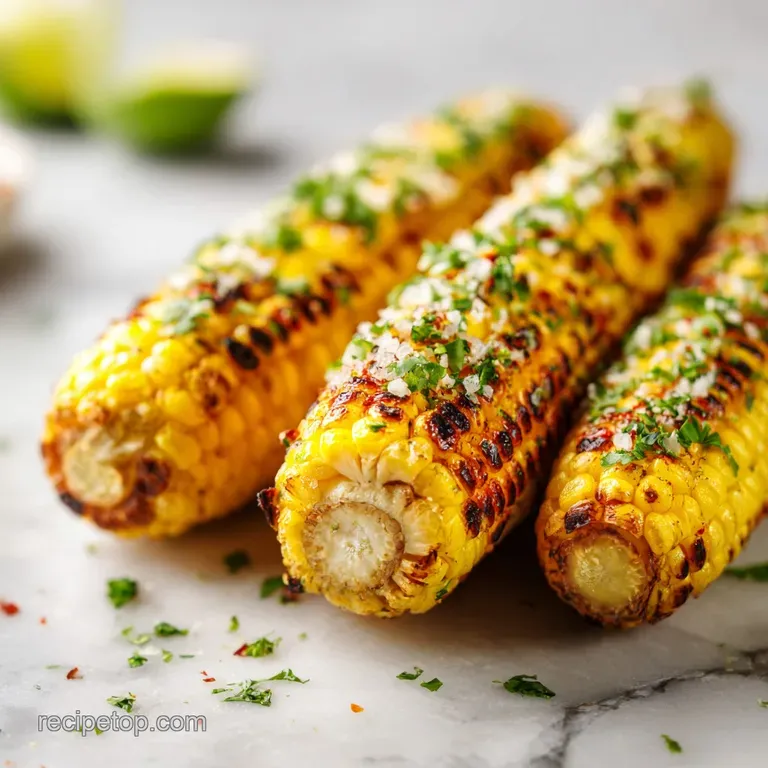 Golden grilled corn cob beautifully arranged on a rustic wooden board, sprinkled with fresh cilantro.