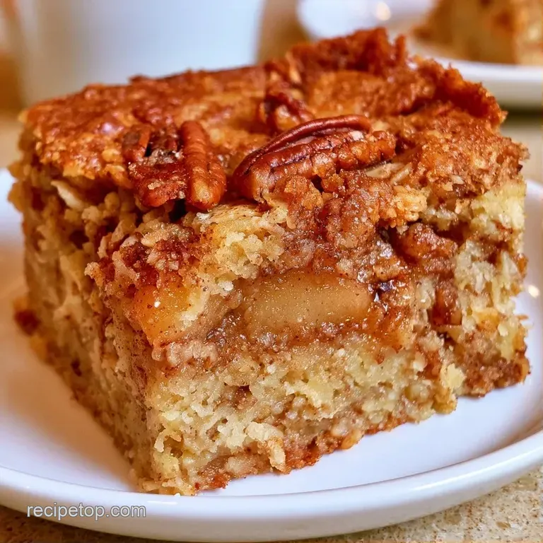 Stacked oat-based bars on a white ceramic plate, dusted with cinnamon and paired with crisp apple slices.
