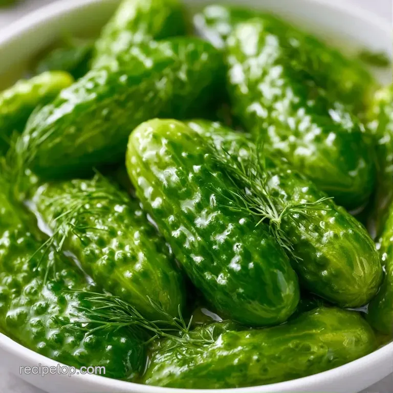 Golden fried pickle slices arranged neatly on a white plate with a small bowl of white sauce and fresh herb sprigs.