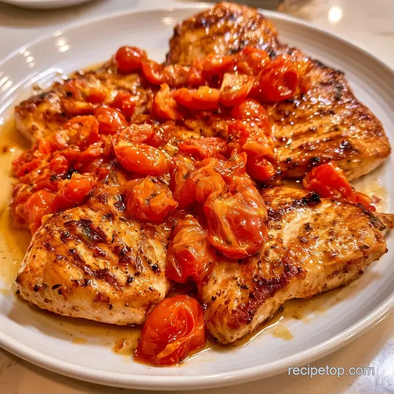 Elegant plating of seared poultry with bright yellow lemon rounds and a shimmering, golden garlic butter glaze.