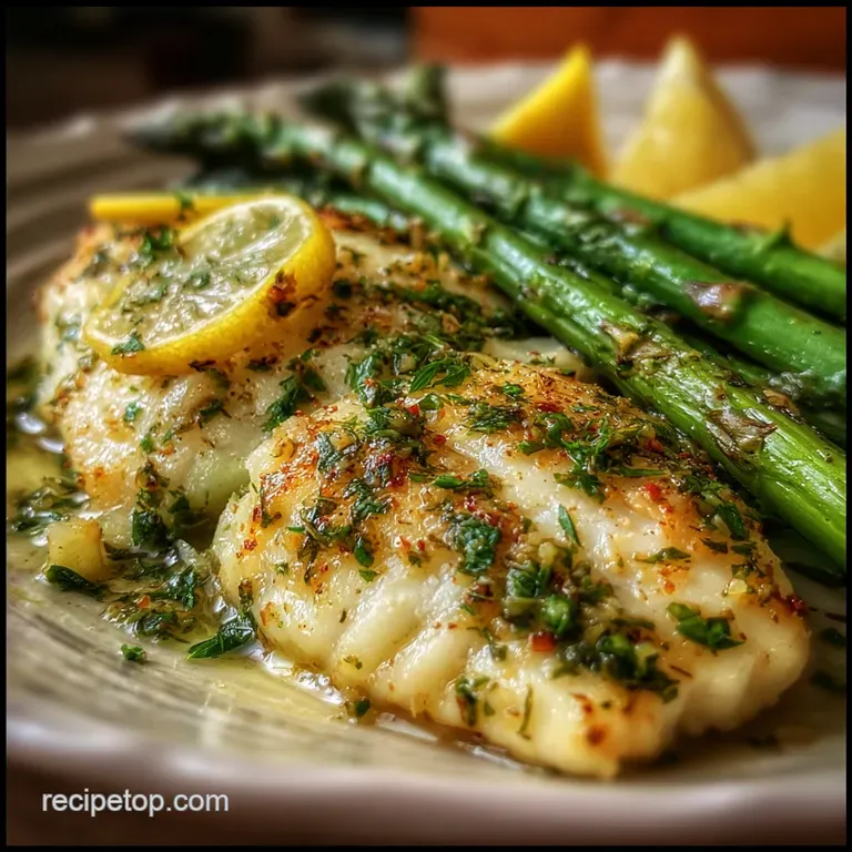 Quick Lemon Herb Baked Tilapia with Asparagus and Garlic