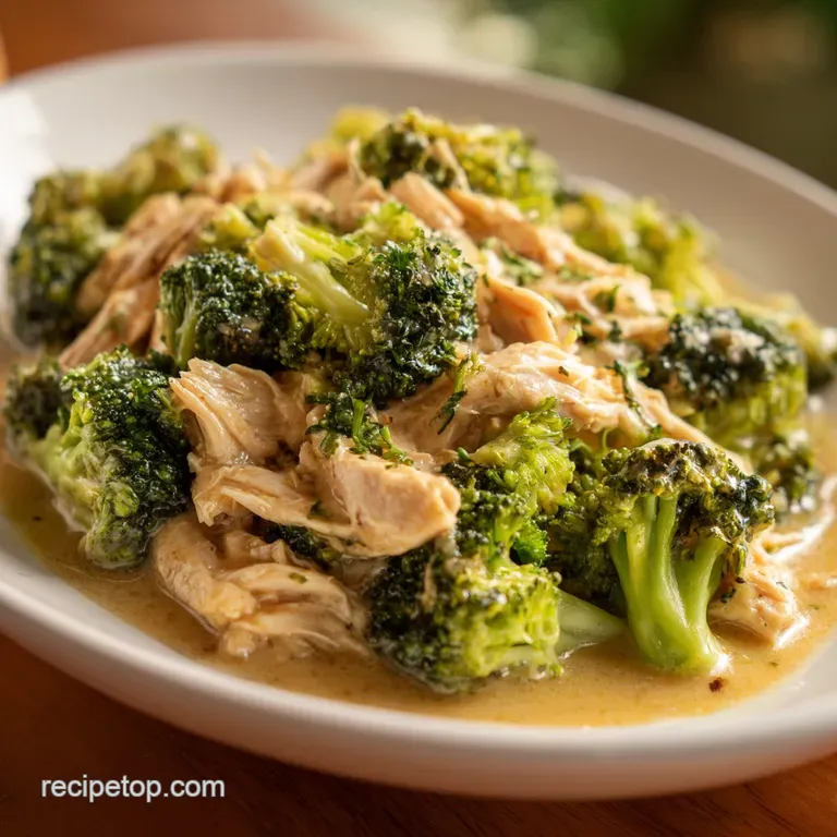 A creamy scoop of tender chicken in a white ceramic bowl, garnished with fresh green parsley on a linen cloth.