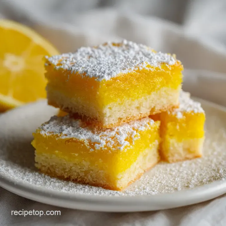 A neat square of bright yellow citrus curd on a golden crust, plated with a sprig of mint and a fresh lemon wheel.