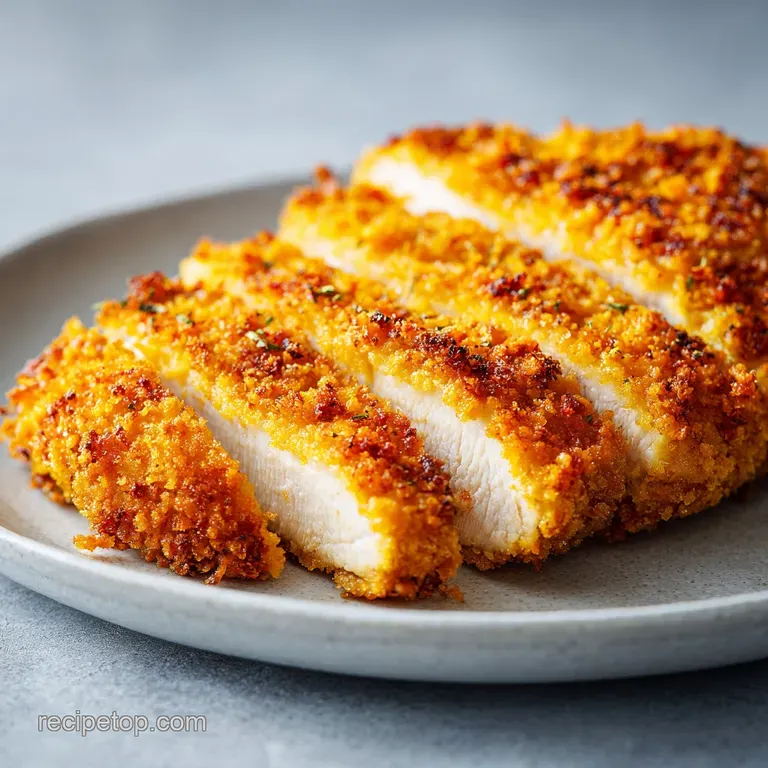 Elegant plate featuring crispy golden chicken breast over smooth mashed potatoes and vibrant green asparagus.
