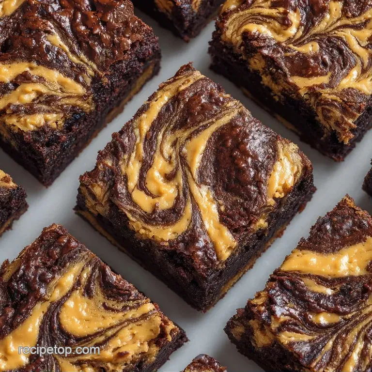 Stack of rich chocolate and tan dessert bars on a white marble platter with a sprinkle of flaky sea salt.