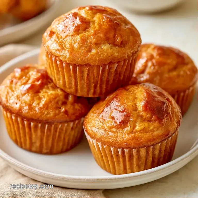 A single moist orange muffin on a white ceramic plate beside a steaming latte and a folded linen napkin