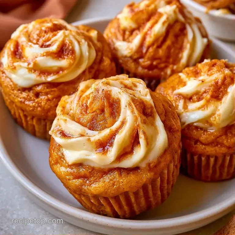 Fluffy orange muffin on a white marble slab, garnished with a dusting of powdered sugar and a cinnamon stick.