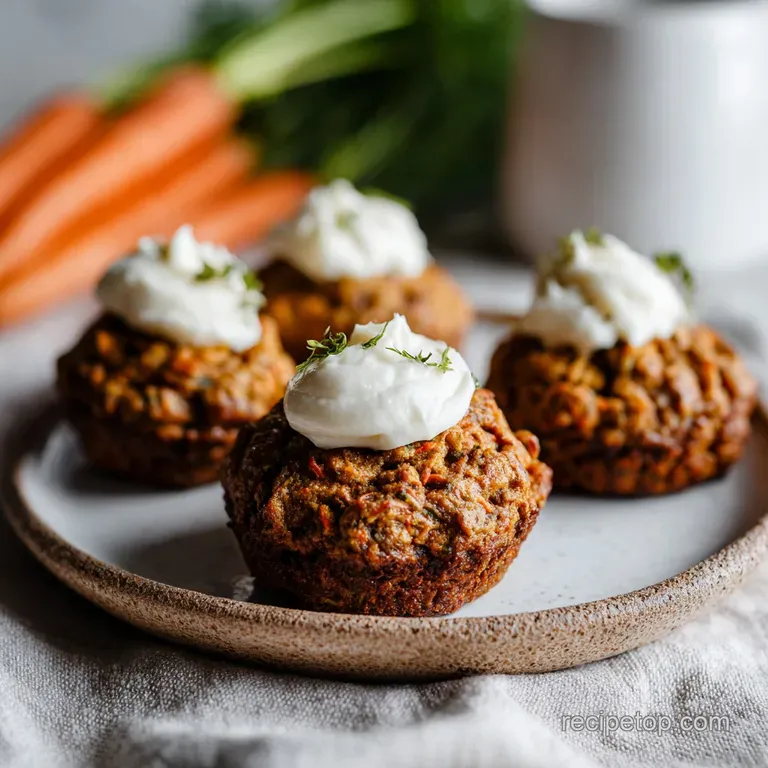 A delicate stack of soft carrot cookies, artfully topped with piped cream cheese swirls and a sprinkle of nuts.