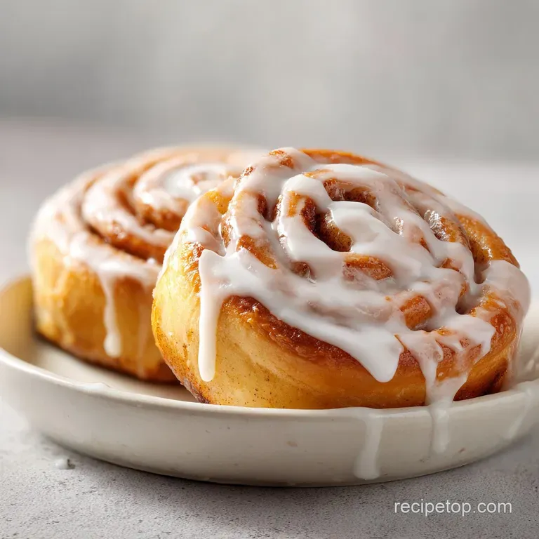 A single glazed pastry on a white ceramic plate, drizzled with icing and paired with a steaming cup of coffee.