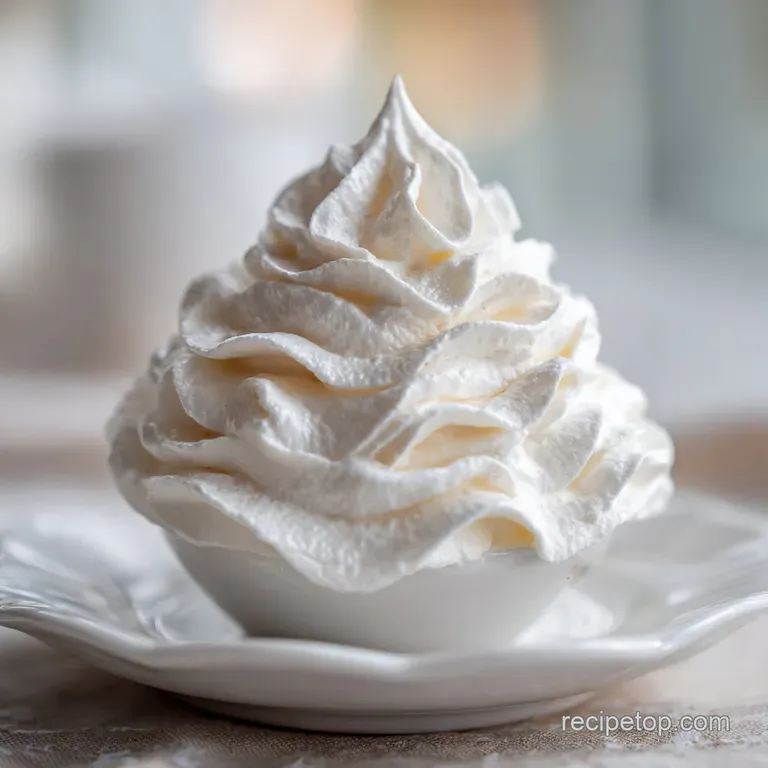 Elegant piped rosettes of creamy white whipped cream adorn a dark dessert. Delicate peaks catch the light; slight sheen.