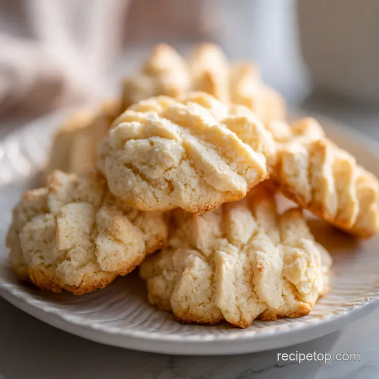 A scattering of lightly browned, crumbly shortbread cookies on a rustic wooden board with a dusting of powdered sugar.