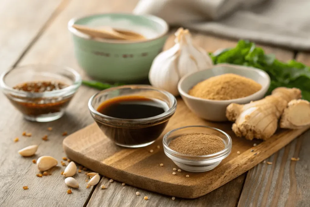 Ingredients for homemade teriyaki sauce