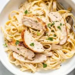 rilled chicken alfredo served with fettuccine and creamy sauce